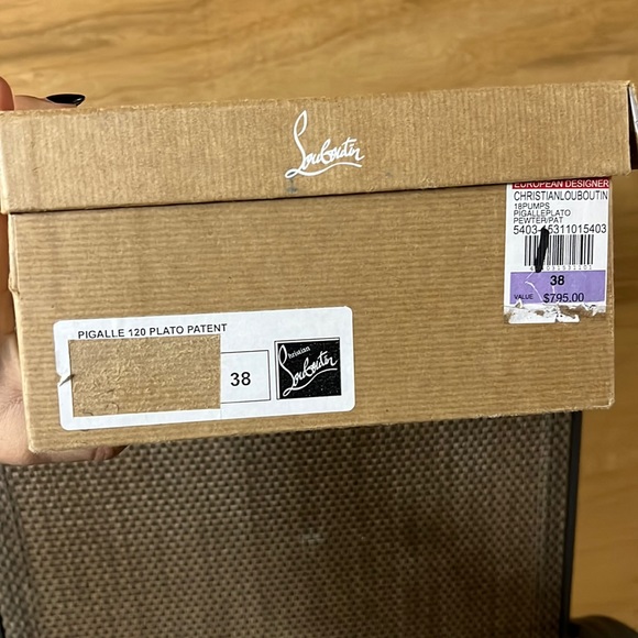 Christian Louboutin Pigalle 120 Plato Pewter/Patent SZ 38 - ONCE WORN (2 hours!) - Picture 5 of 17